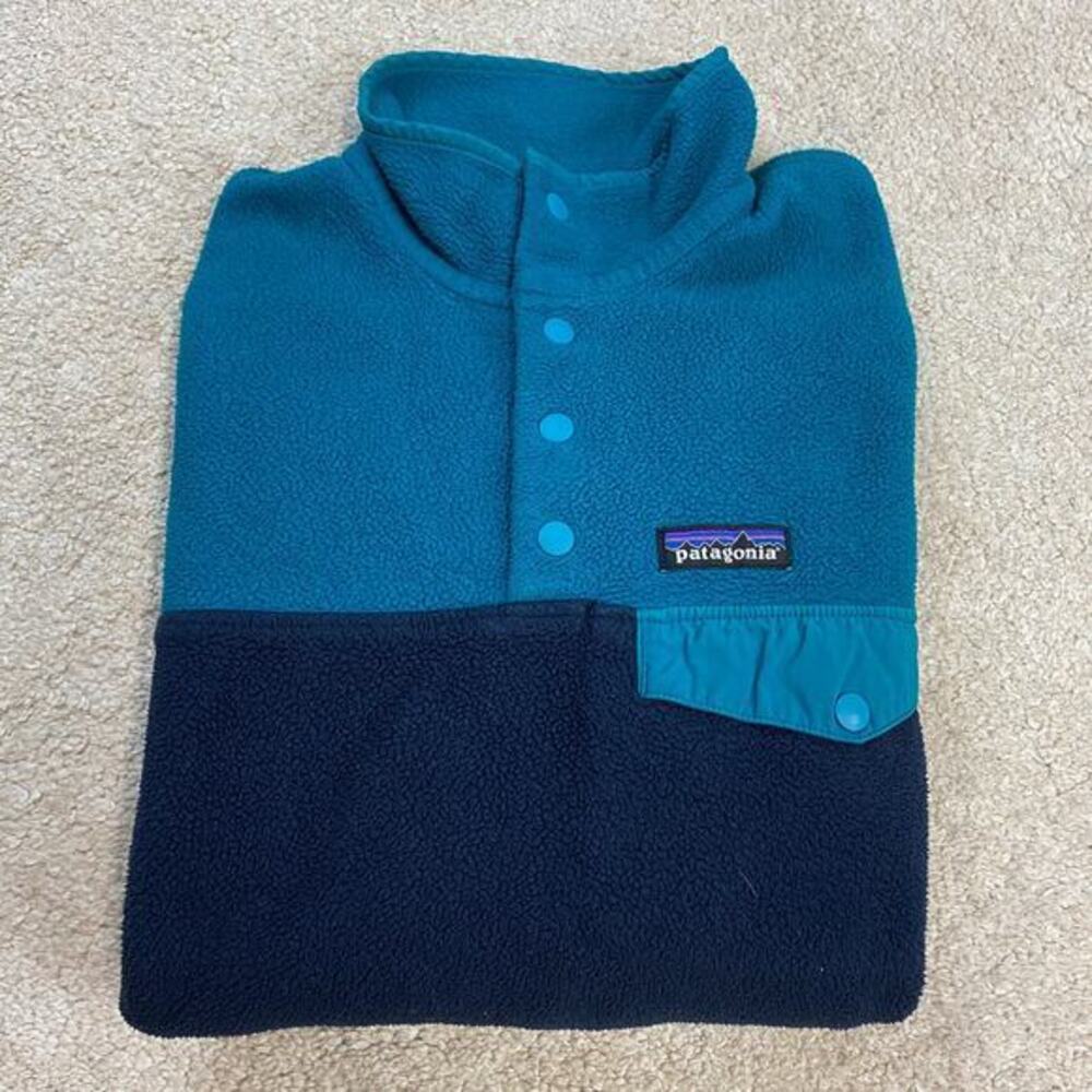 Patagonia Lightweight Synchilla Snap-T Teal Blue Fleece Pullover Size XS